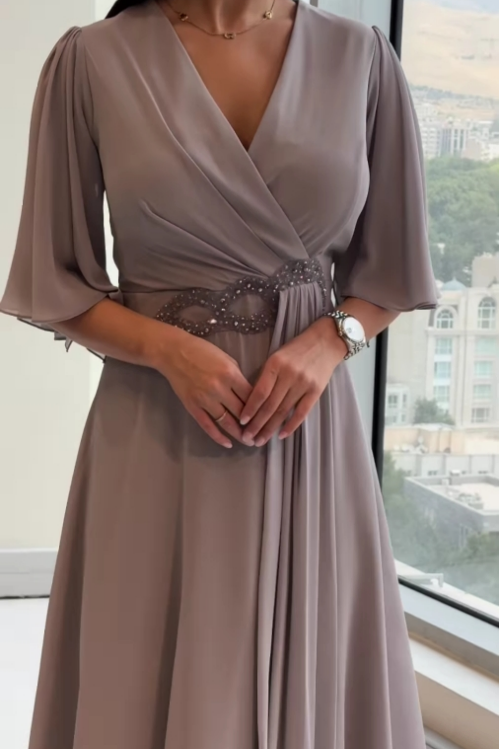 Honoria | Flutter Sleeve Formal Maxi Dress