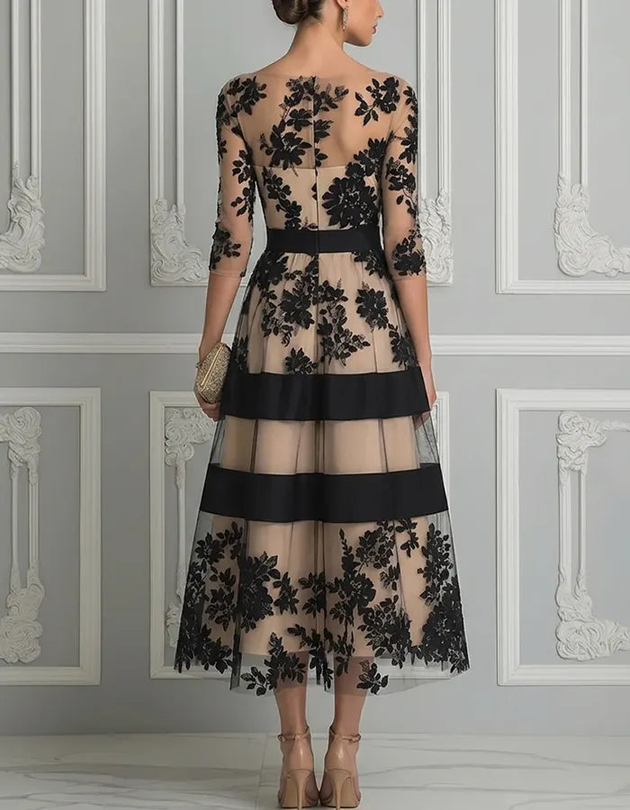 Arianell | Elegant Floral Lace Midi Dress