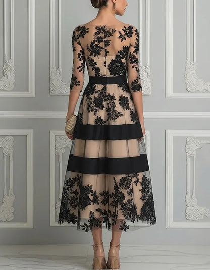 Arianell | Elegant Floral Lace Midi Dress