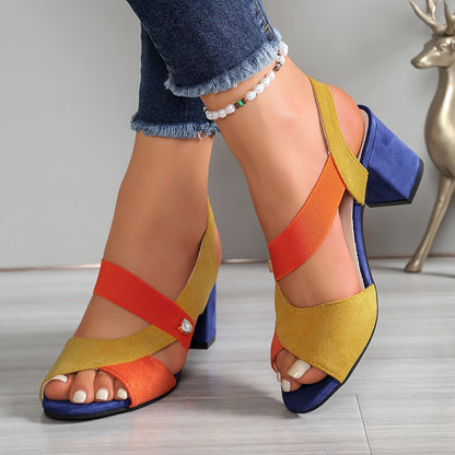 Hesper | Elastic Slingback Block Heel Sandals