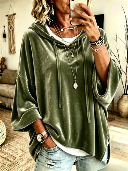 Ismeria | Cozy Velvet Hooded Top