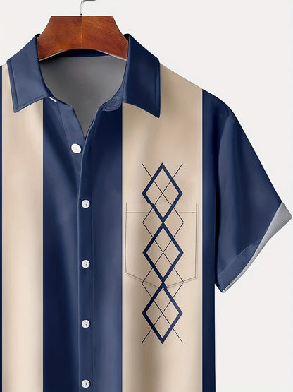 Blaxton | Geometric Panel Camp Collar Shirt