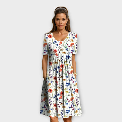 Delavie | Bloom Print Pocket Midi Dress