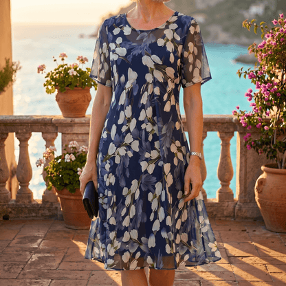 Cyrelle | Elegant Botanical Mesh Dress
