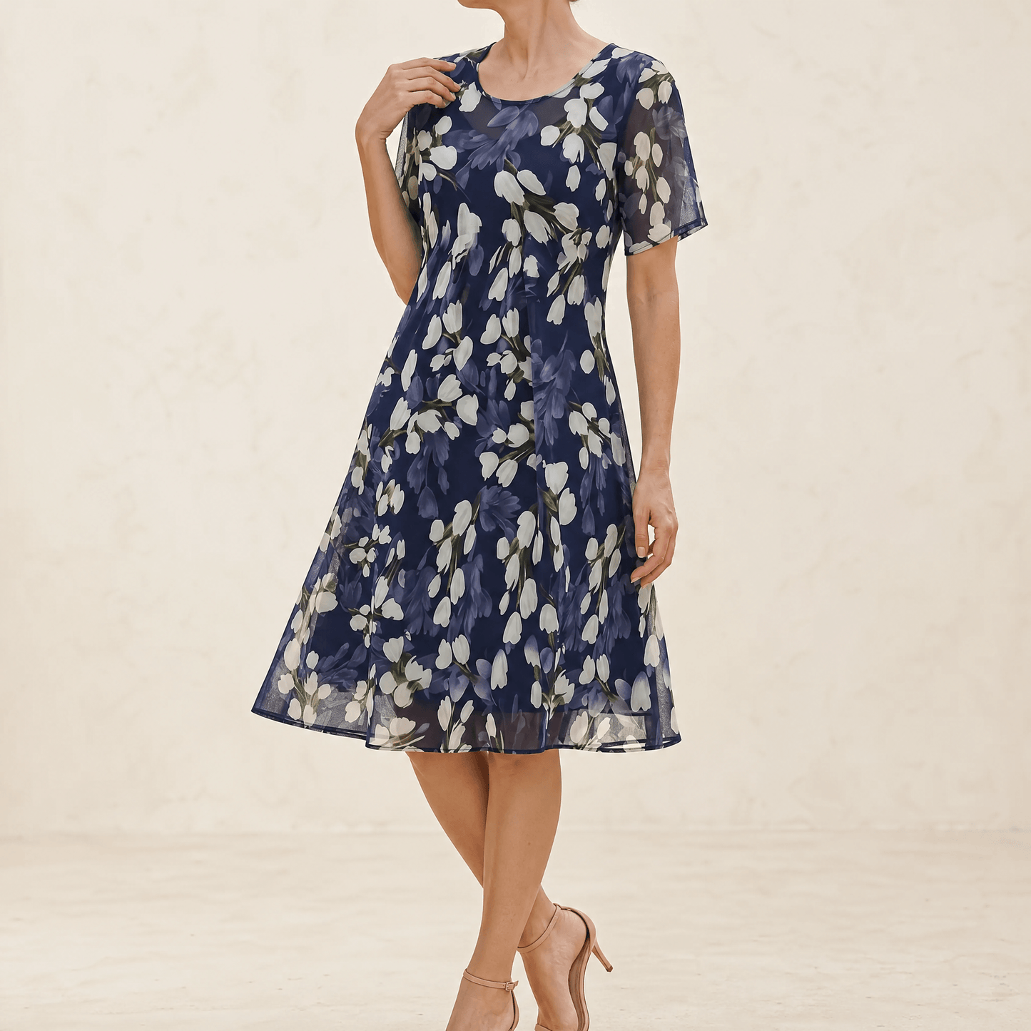 Cyrelle | Elegant Botanical Mesh Dress