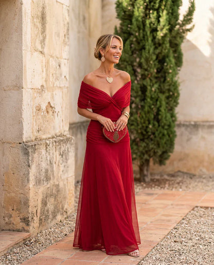 Elowenne | Ruched Waist Evening Maxi Dress