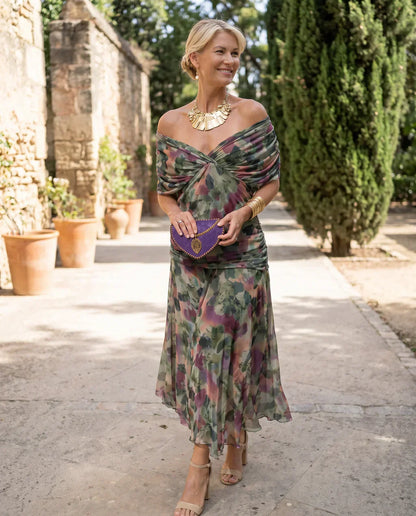 Elowenne | Ruched Waist Evening Maxi Dress