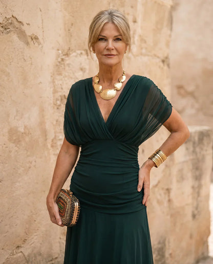 Elowenne | Ruched Waist Evening Maxi Dress