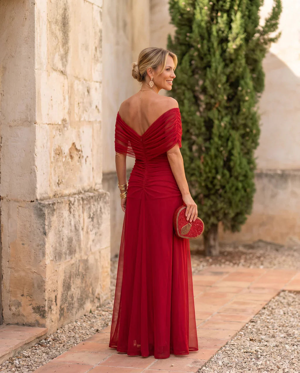 Elowenne | Ruched Waist Evening Maxi Dress