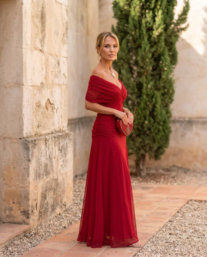 Elowenne | Ruched Waist Evening Maxi Dress