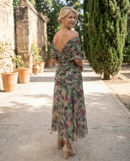 Elowenne | Ruched Waist Evening Maxi Dress