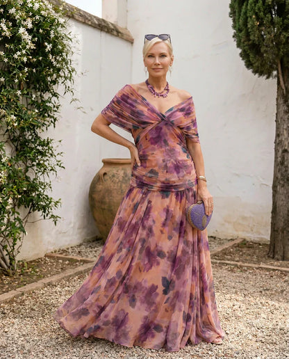 Elowenne | Ruched Waist Evening Maxi Dress