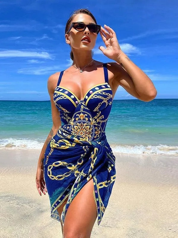 Aurette | Resort Swimsuit And Sarong Set