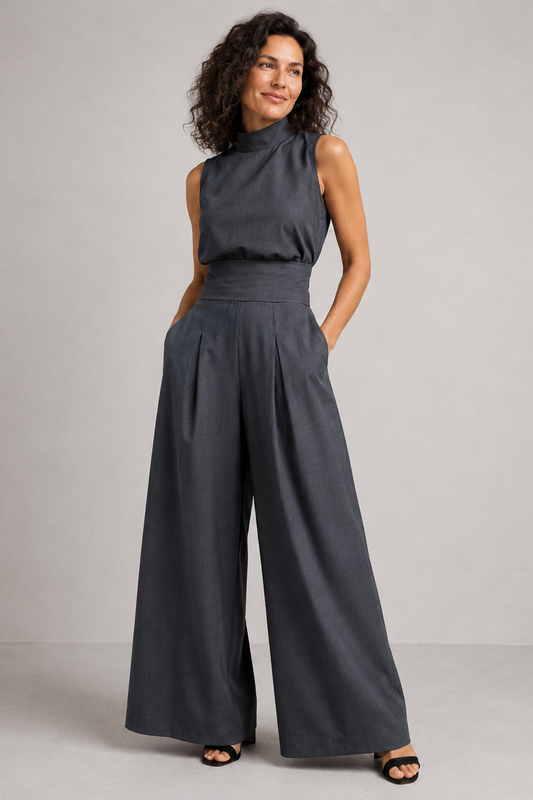 Celia | Elegant Pleated Palazzo Jumpsuit
