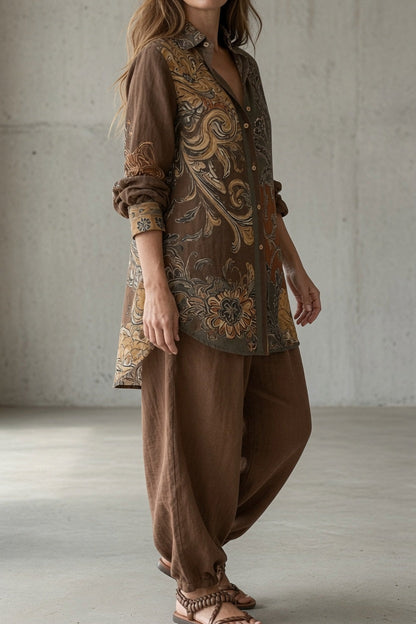 Jessenia | Bohemian Print Relaxed Two Piece Set