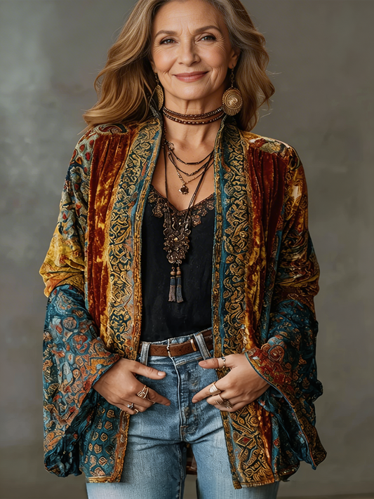 Tavrienne | Printed Open Front Casual Cardigan