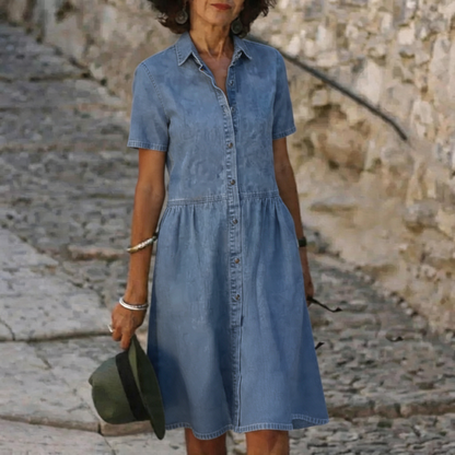 Elowisa | Short Sleeve Denim Shirt Dress