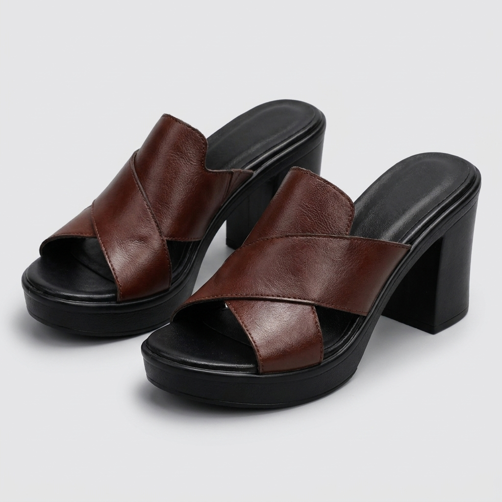 Mia | Classic Chunky Heel Slip On Sandals