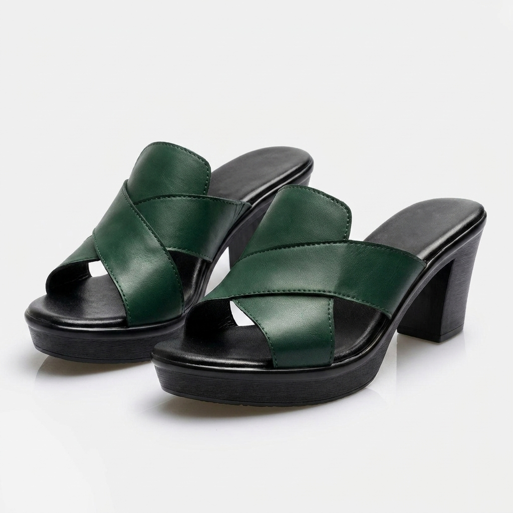 Mia | Classic Chunky Heel Slip On Sandals
