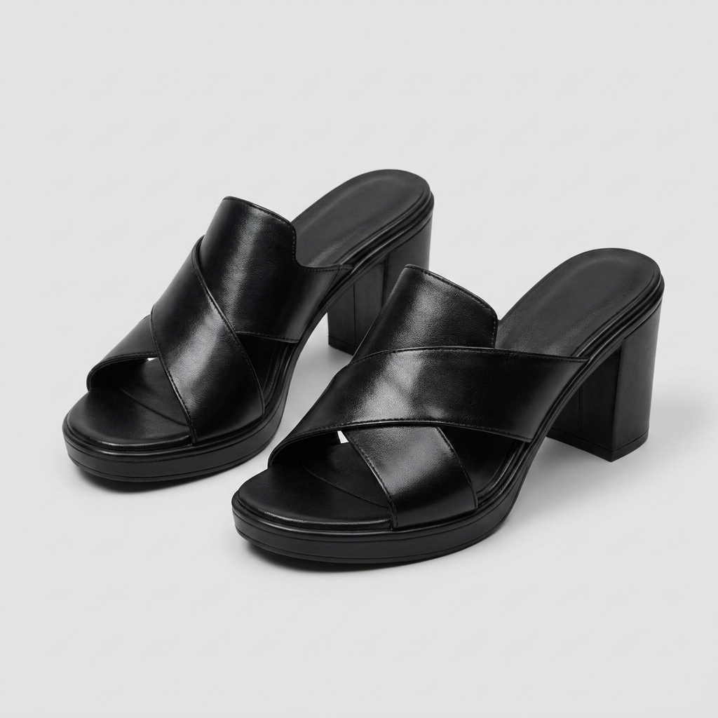 Mia | Classic Chunky Heel Slip On Sandals