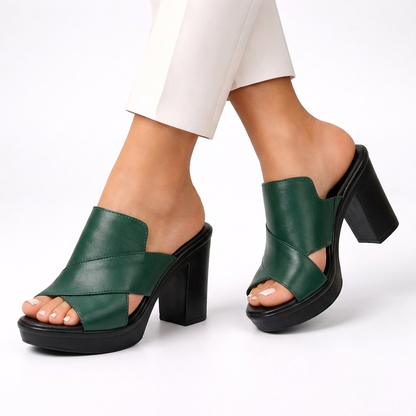Mia | Classic Chunky Heel Slip On Sandals