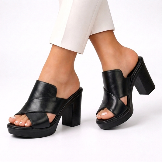 Mia | Classic Chunky Heel Slip On Sandals