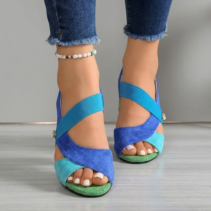 Hesper | Elastic Slingback Block Heel Sandals