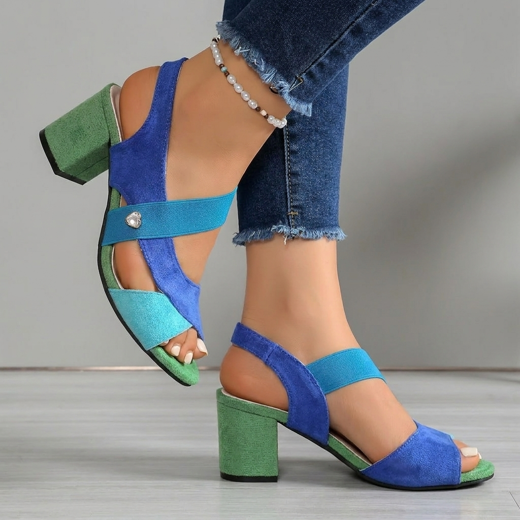 Hesper | Elastic Slingback Block Heel Sandals