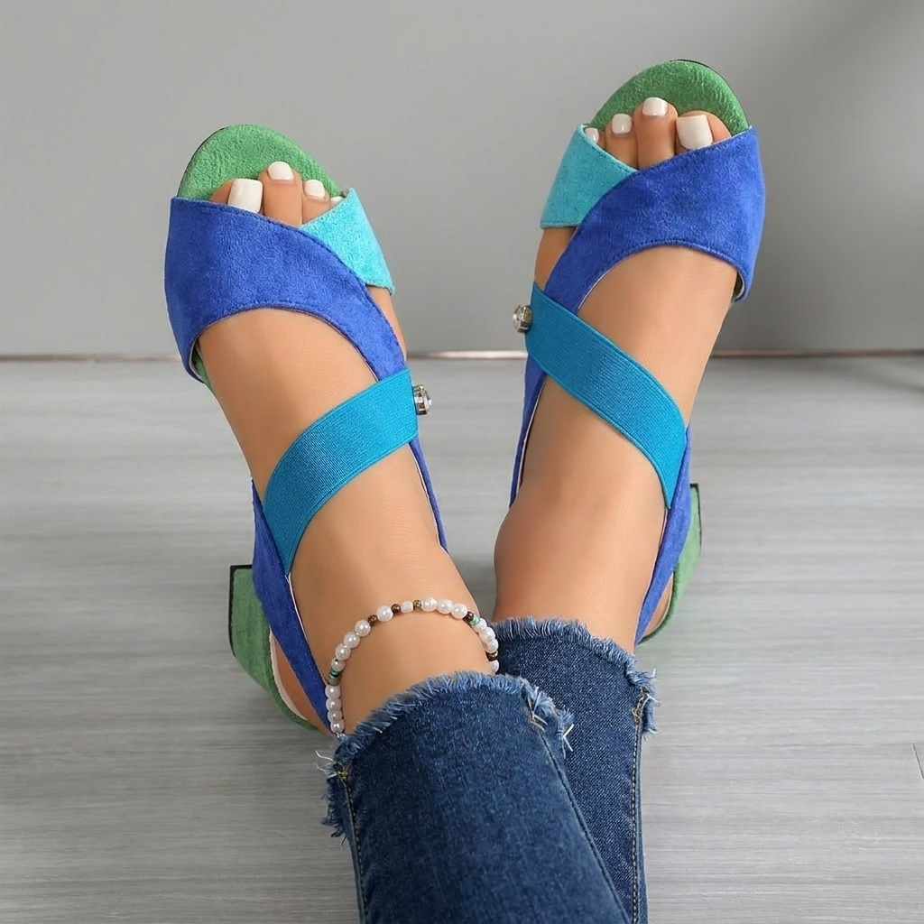 Hesper | Elastic Slingback Block Heel Sandals