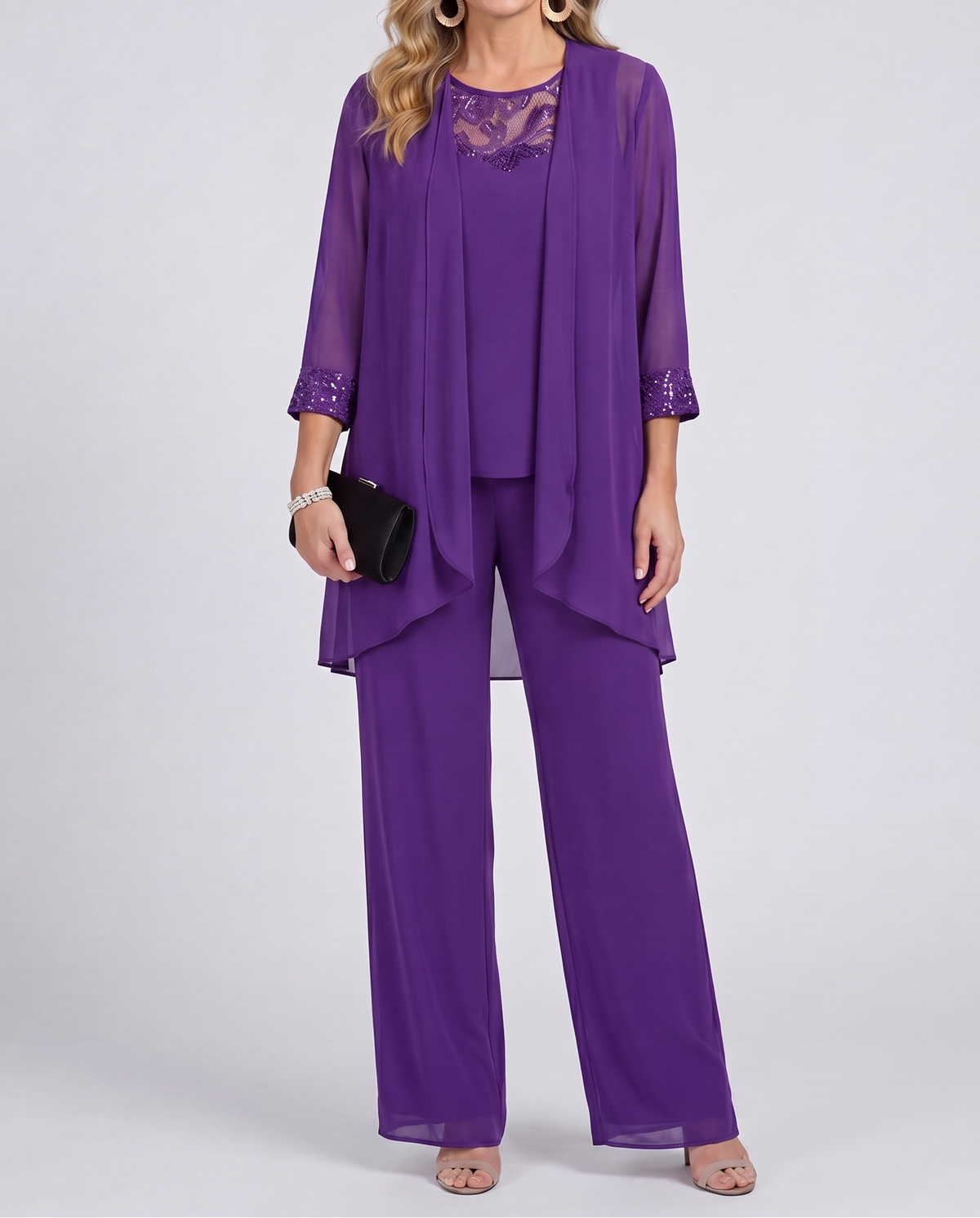 Alverra | Lace Detail Three Piece Pantsuit