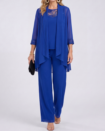 Alverra | Lace Detail Three Piece Pantsuit