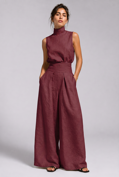 Celia | Elegant Pleated Palazzo Jumpsuit