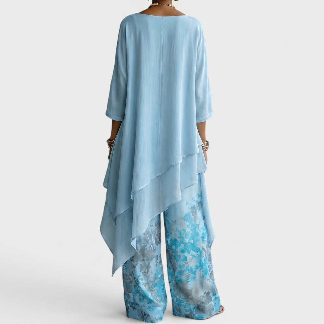 Elovia | Layered Tunic And Printed Trouser Set