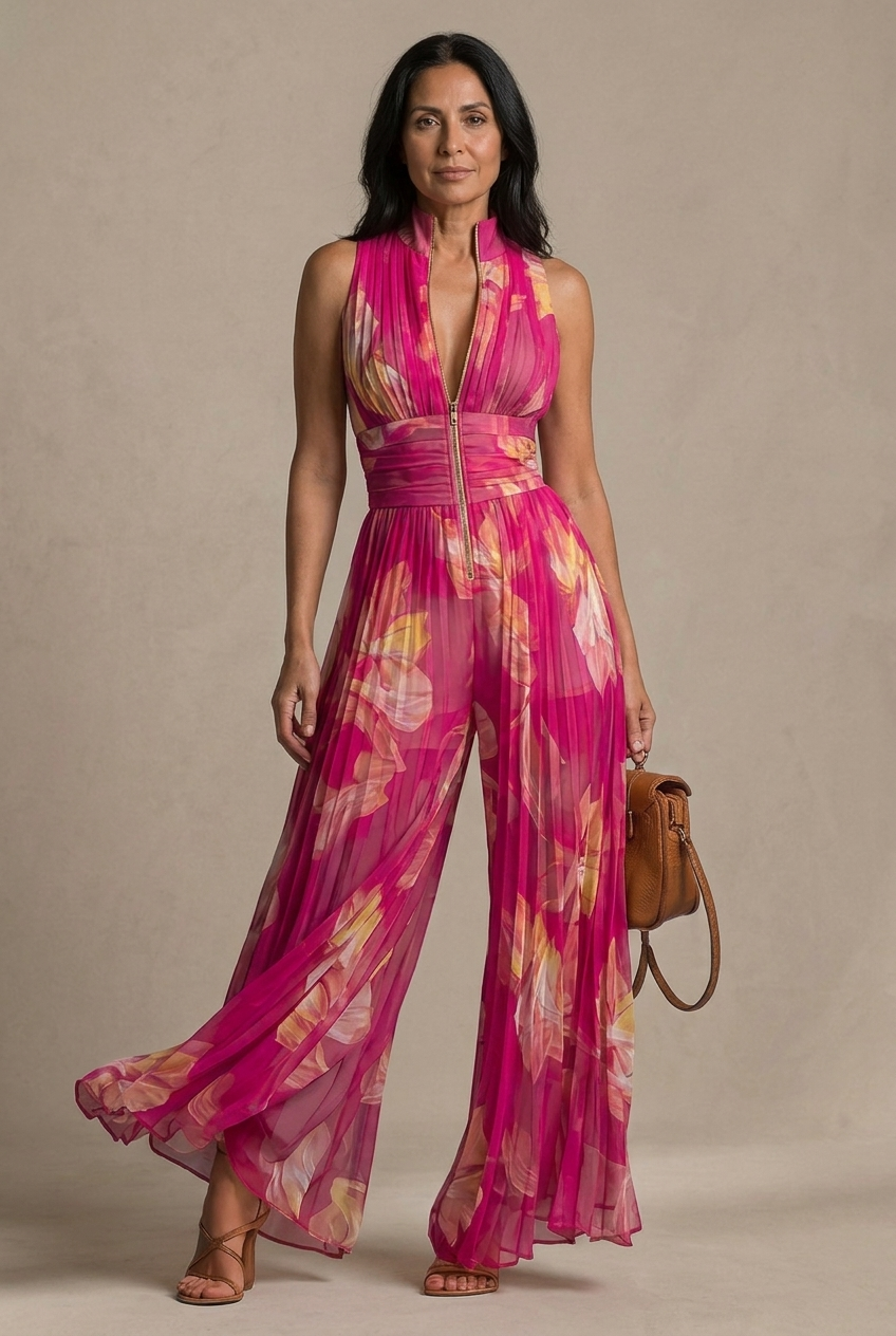 Calantha | Flowing Floral Evening Jumpsuit