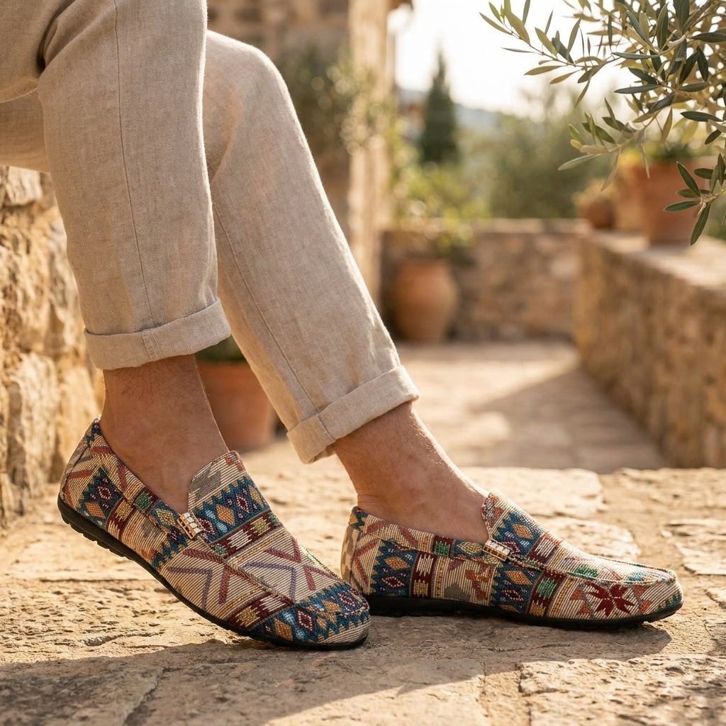 Caelum | Geometric Canvas Driving Shoes