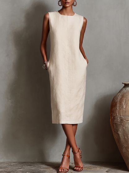 Isoldea | Modern Straight Cut Midi Dress
