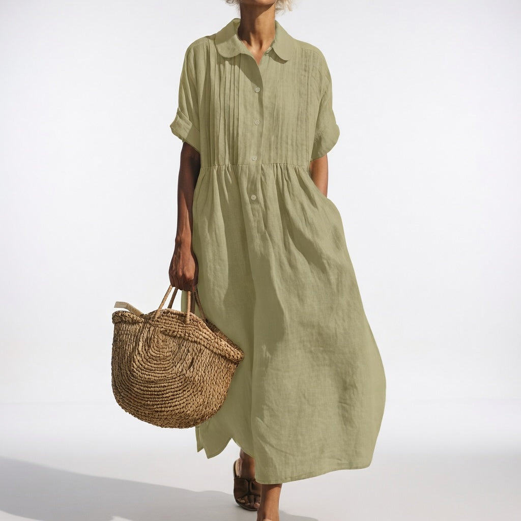 Floriana | Pleated Front Midi Maxi Dress