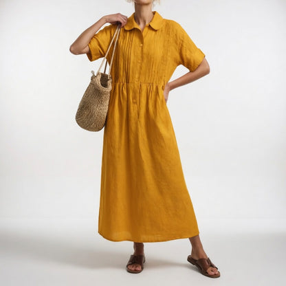 Floriana | Pleated Front Midi Maxi Dress