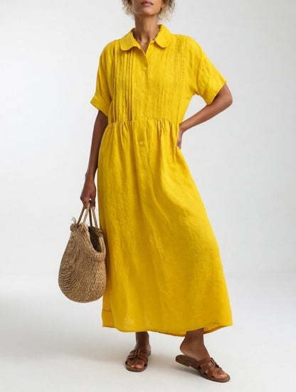 Floriana | Pleated Front Midi Maxi Dress