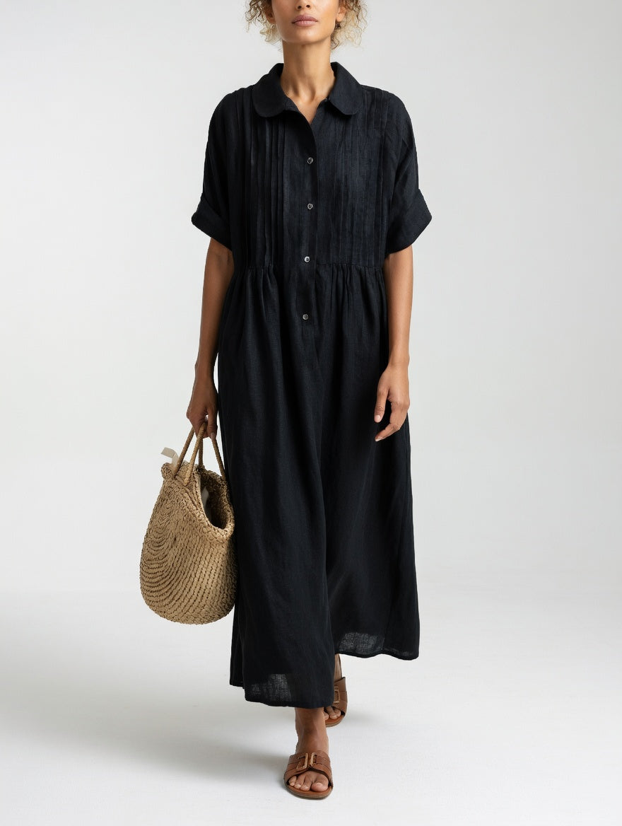 Floriana | Pleated Front Midi Maxi Dress