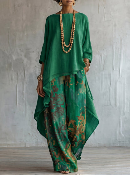 Elovia | Layered Tunic And Printed Trouser Set