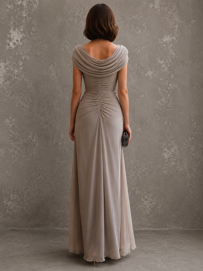 Solennea | Refined Ruched Chiffon Maxi Dress