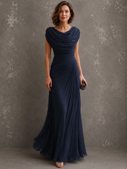 Solennea | Refined Ruched Chiffon Maxi Dress