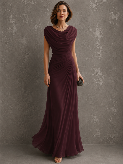 Solennea | Refined Ruched Chiffon Maxi Dress