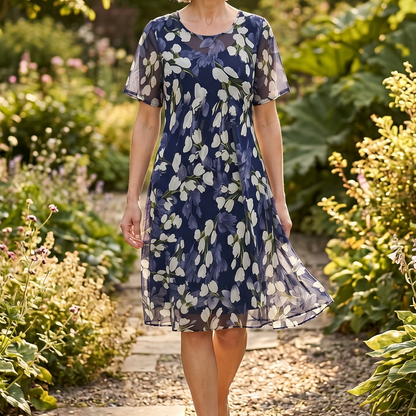 Cyrelle | Elegant Botanical Mesh Dress