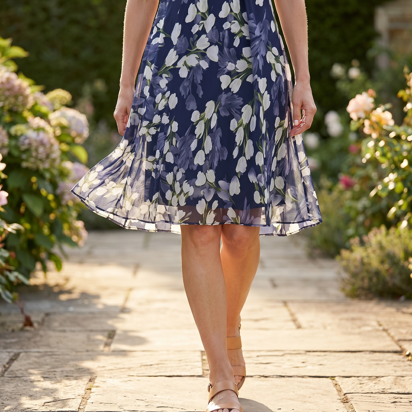 Cyrelle | Elegant Botanical Mesh Dress