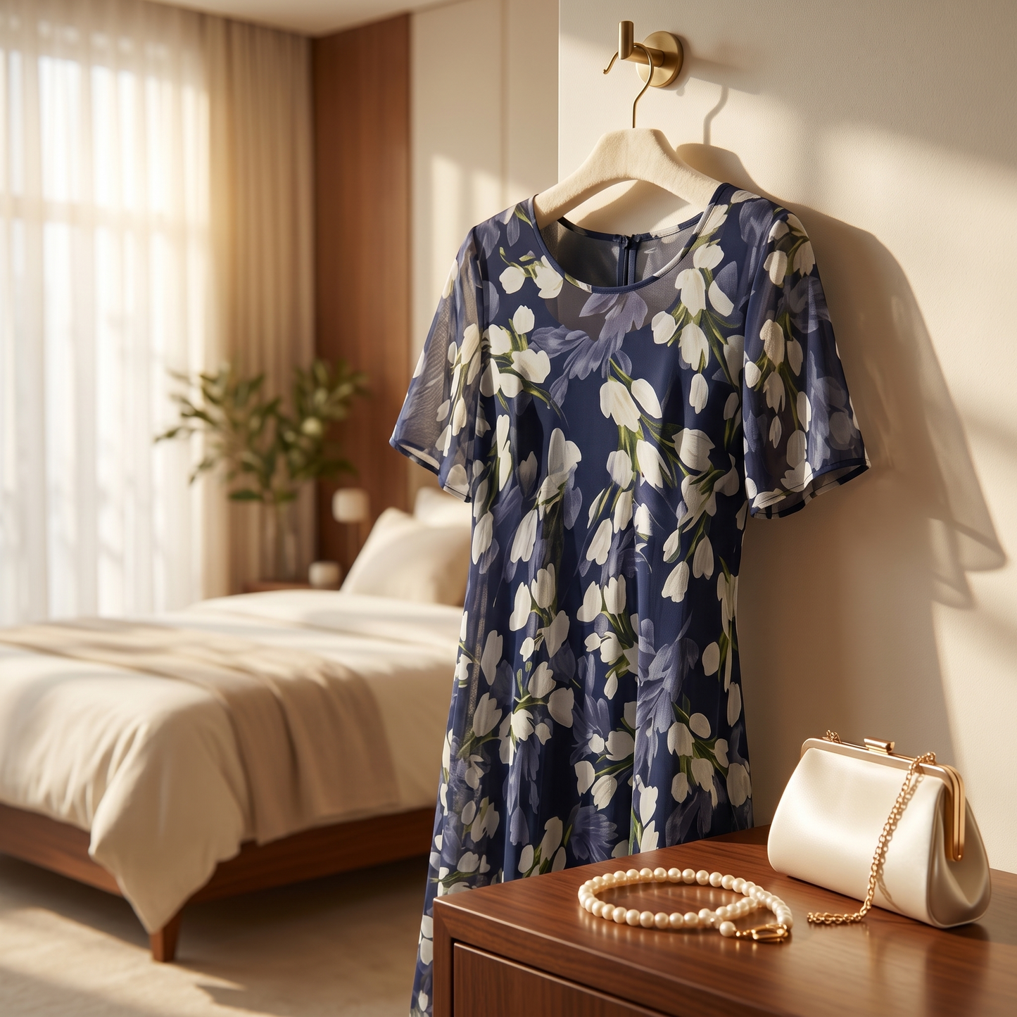 Cyrelle | Elegant Botanical Mesh Dress