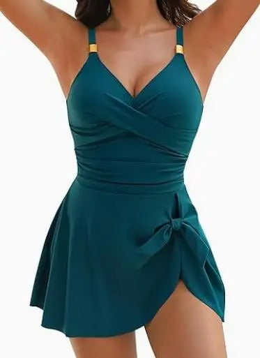 Brynn | Wrap Front Skirted Swimdress