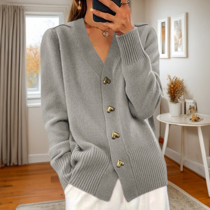Elsinette | Cozy V Neck Button Cardigan