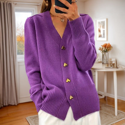 Elsinette | Cozy V Neck Button Cardigan